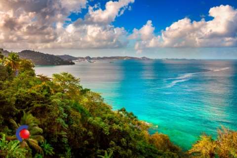 Overzicht op eiland in de Caribbean